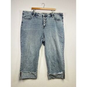 AVA & VIV Women's‎ Size 24 Straight Leg Button Fly Acid Wash Cuffed Jeans